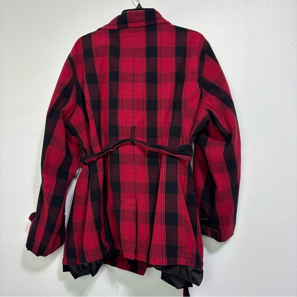 Cato Woman Red Black Buffalo Check Women's Coat Button Belt Plus 26/28W - Picture 4 of 8